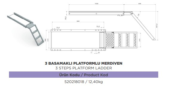 MERDIVEN 3 BASAMAKLI PLATFORMLU ALMANYA